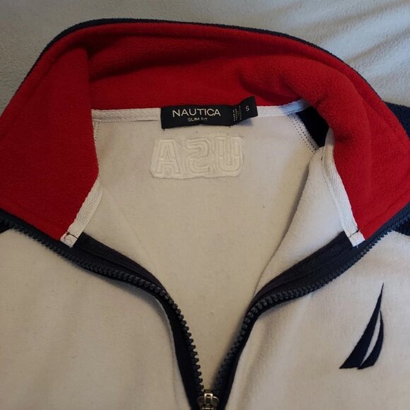 Vintage Nautica Spell Out Fleece Sweater Size S USA 1/4 Zip Pullover - Picture 5 of 9